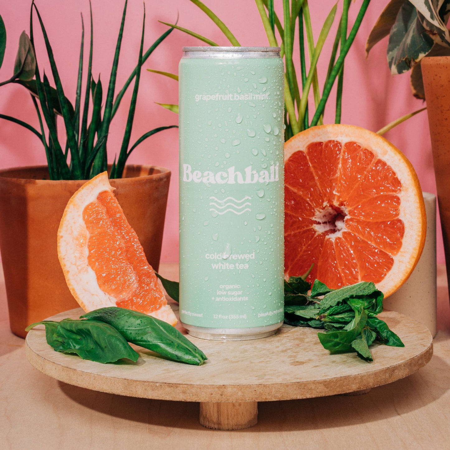 BEACHBALL Organic Iced Tea Can - Grapefruit Basil Mint